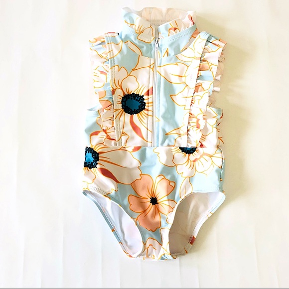 SHEIN Other - SHEIN Light Blue Floral One Piece Bathing Suit - Baby Girl 6-9 months